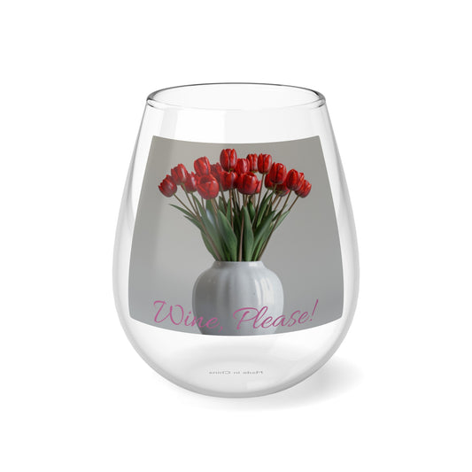 Floral Elegance Stemless Wine Glass, 11.75oz