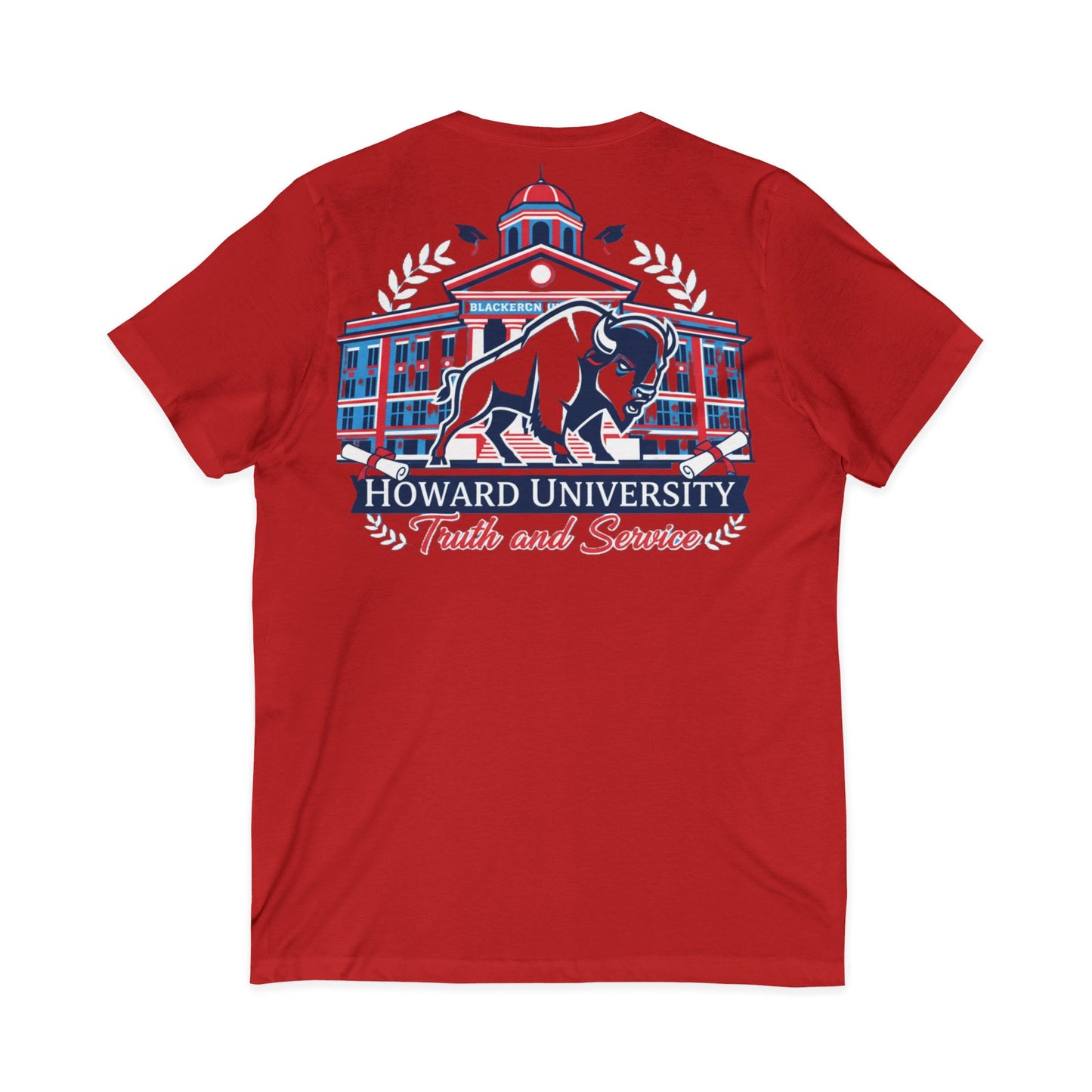 Howard University/ Truth and Service Unisex V-Neck T-Shirt 8
