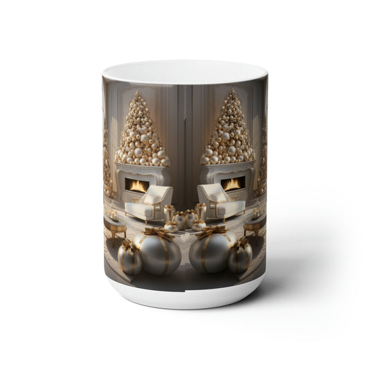 Elegance in Gold & White Holiday Mug15oz