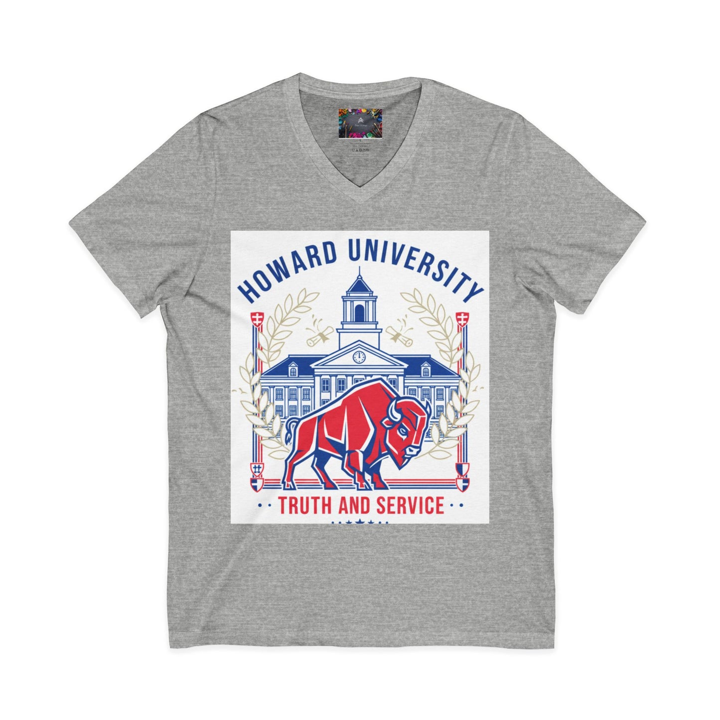 Howard University/ Truth and Service Unisex V-Neck T-Shirt 4