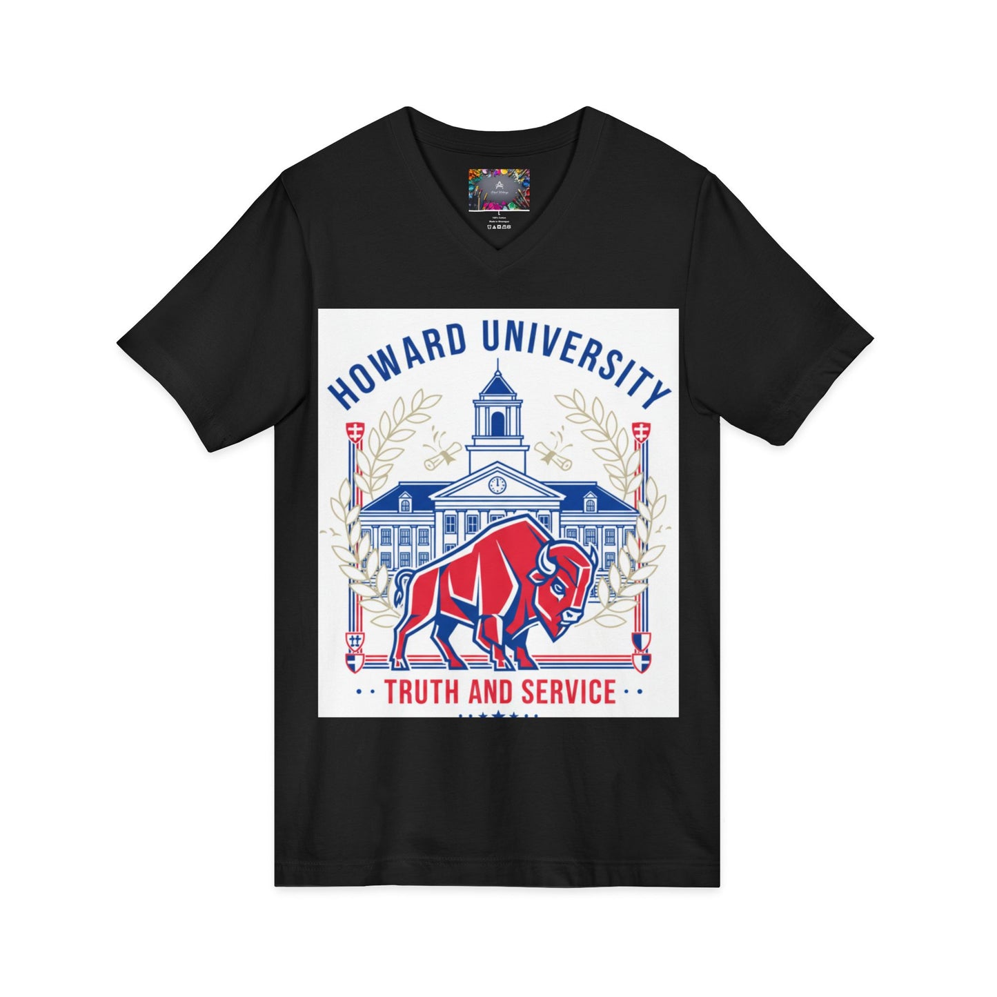 Howard University/ Truth and Service Unisex V-Neck T-Shirt 4