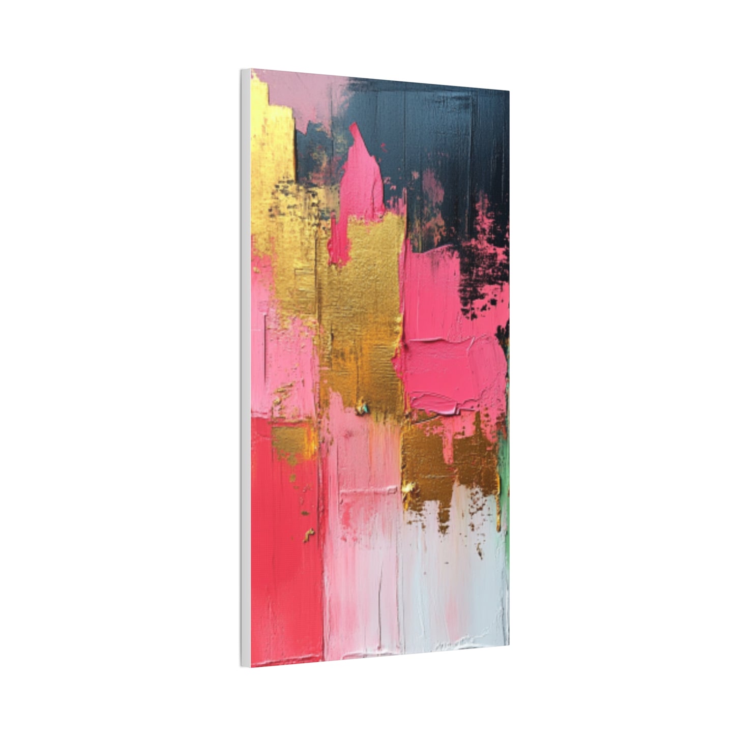 Acrylic Abstract Canvas Print - Homage to the Divine Nine/Pink Green Black and Gold 3
