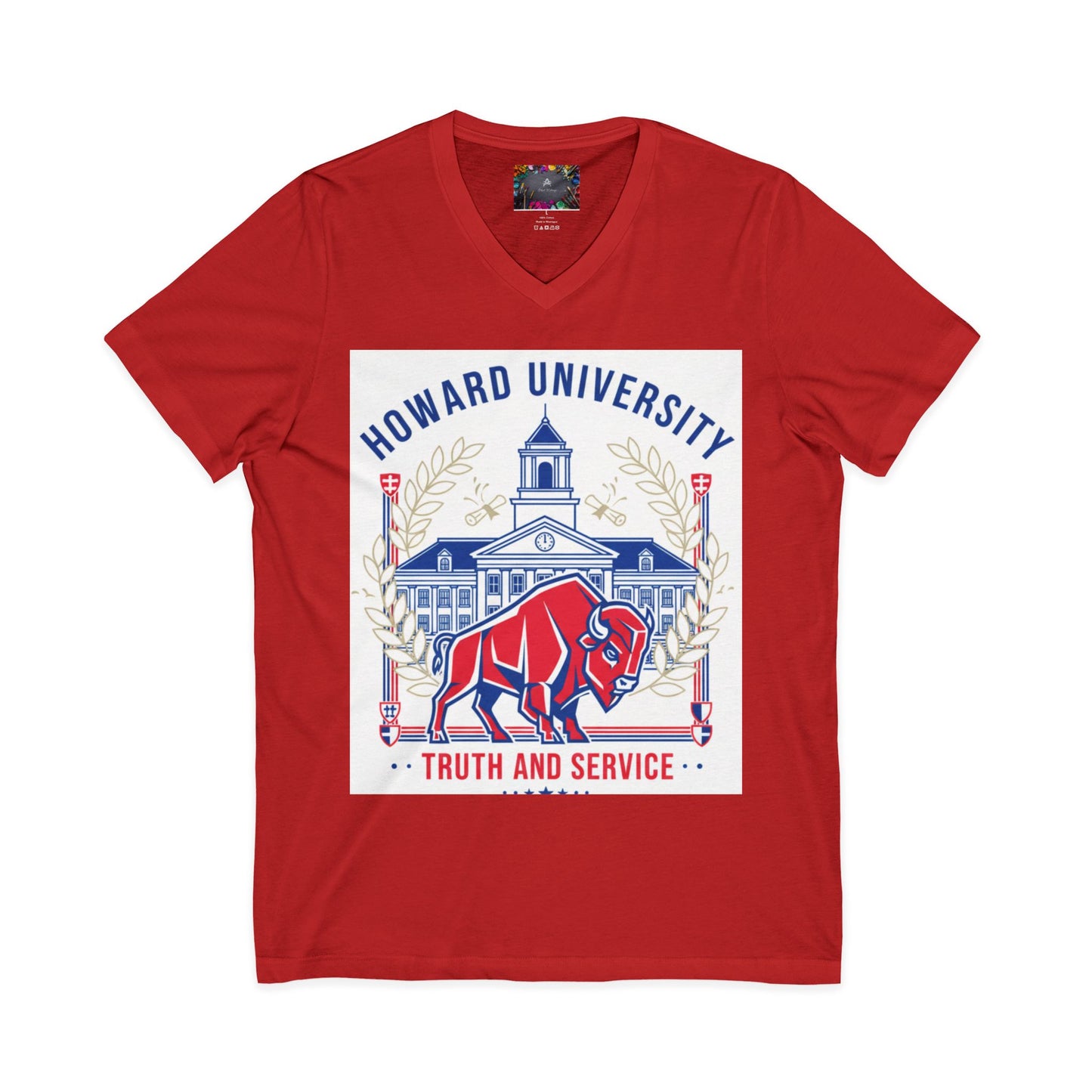 Howard University/ Truth and Service Unisex V-Neck T-Shirt 4