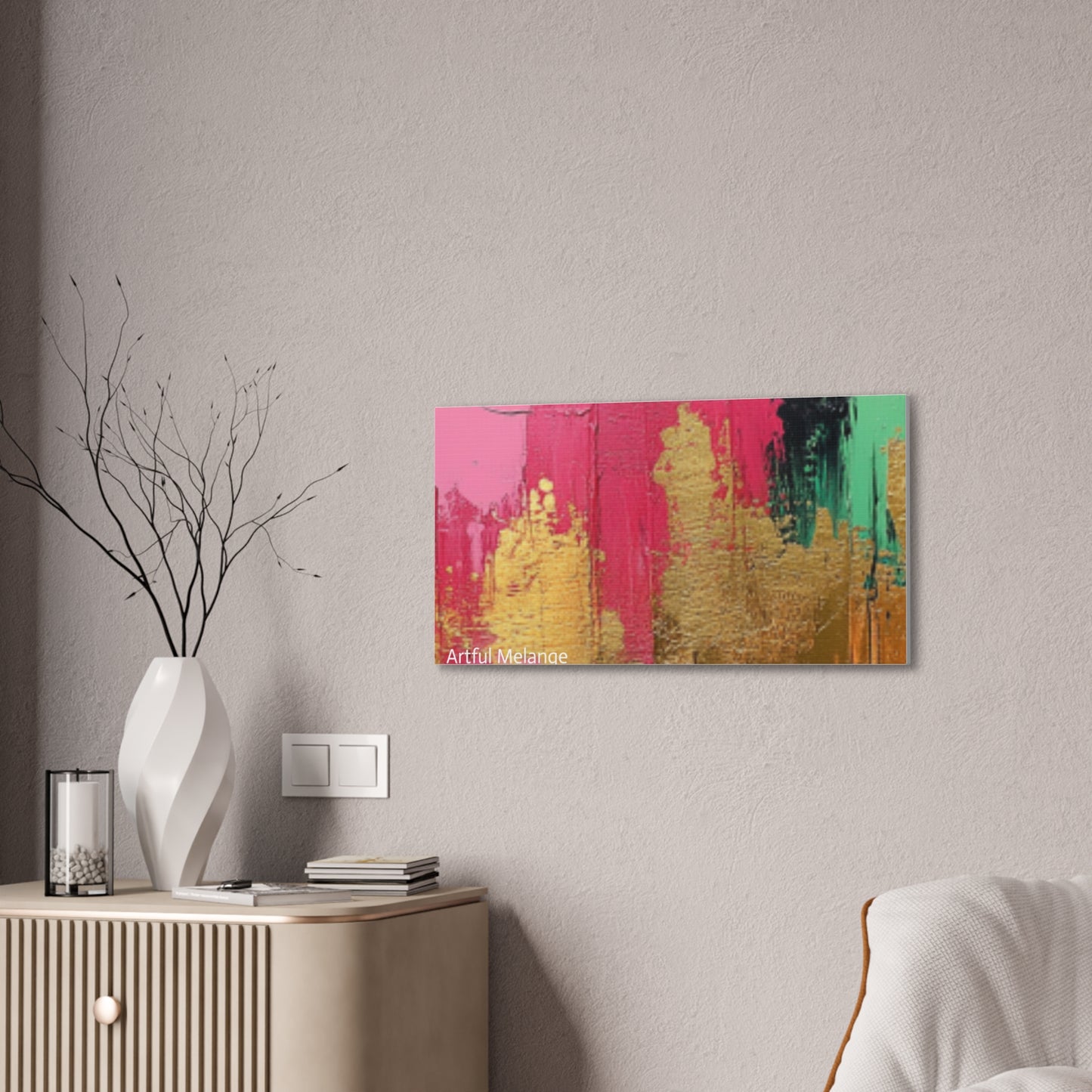 Acrylic Abstract Canvas Print - Homage to the Divine Nine/Pink Green Black and Gold 1
