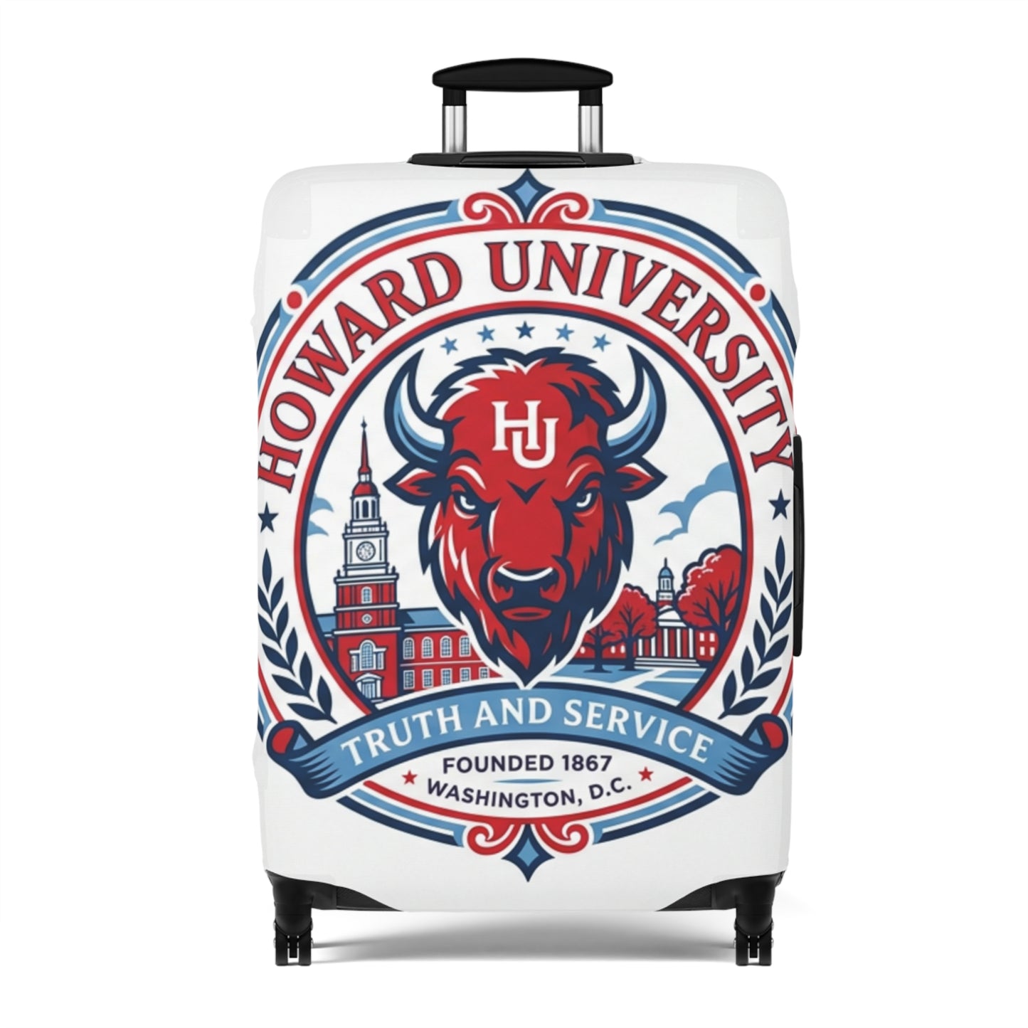 Howard University Bison Mascot Luggage Cover  2— College Travel Gear