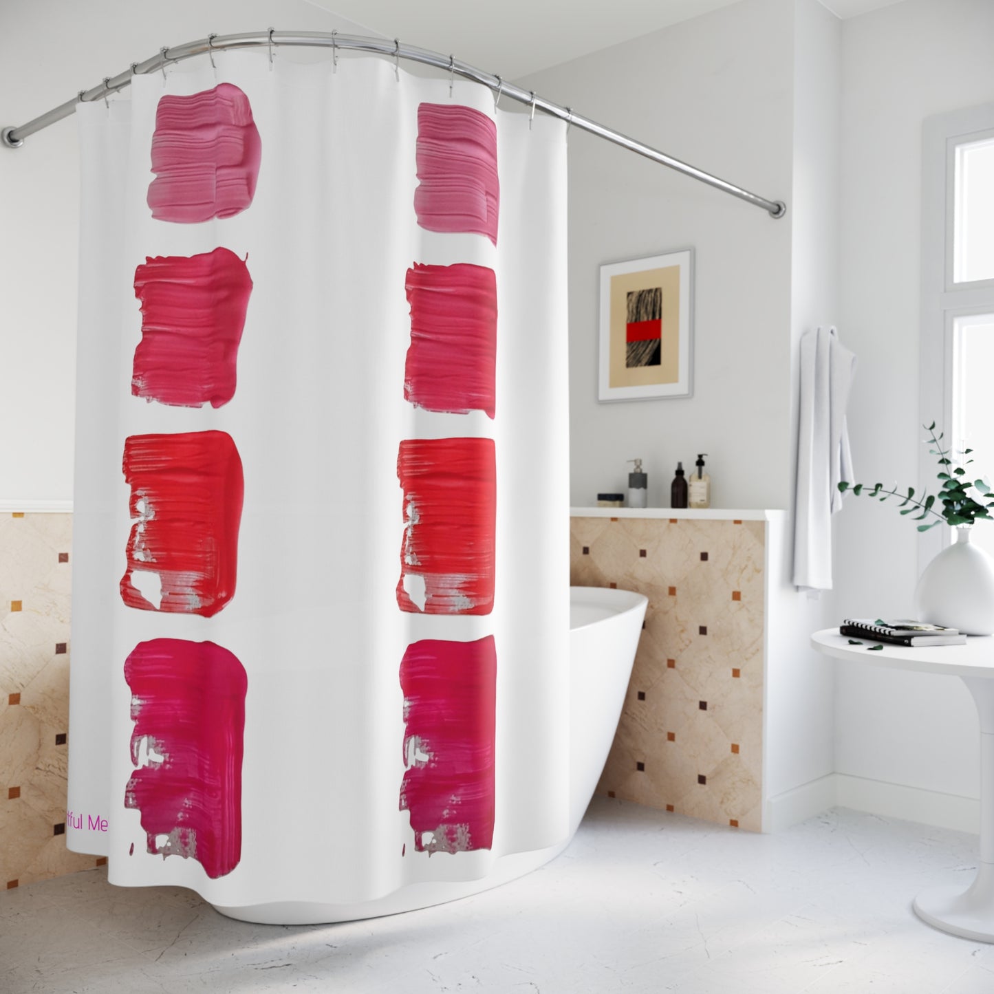 Canvas Cascade: Abstract Acrylic Art Shower Curtain Collection