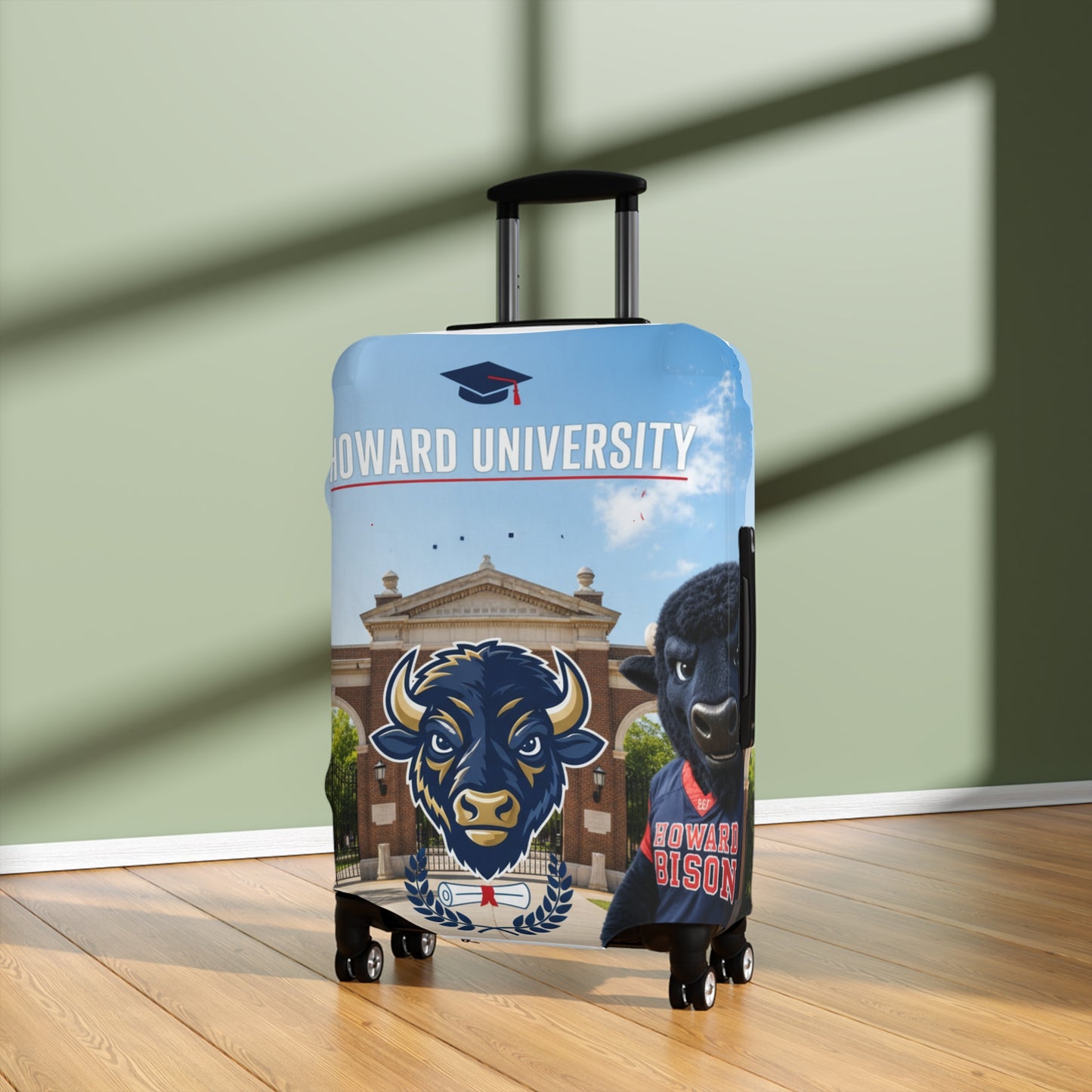 Howard University Bison Mascot Luggage Cover — College Travel Gear