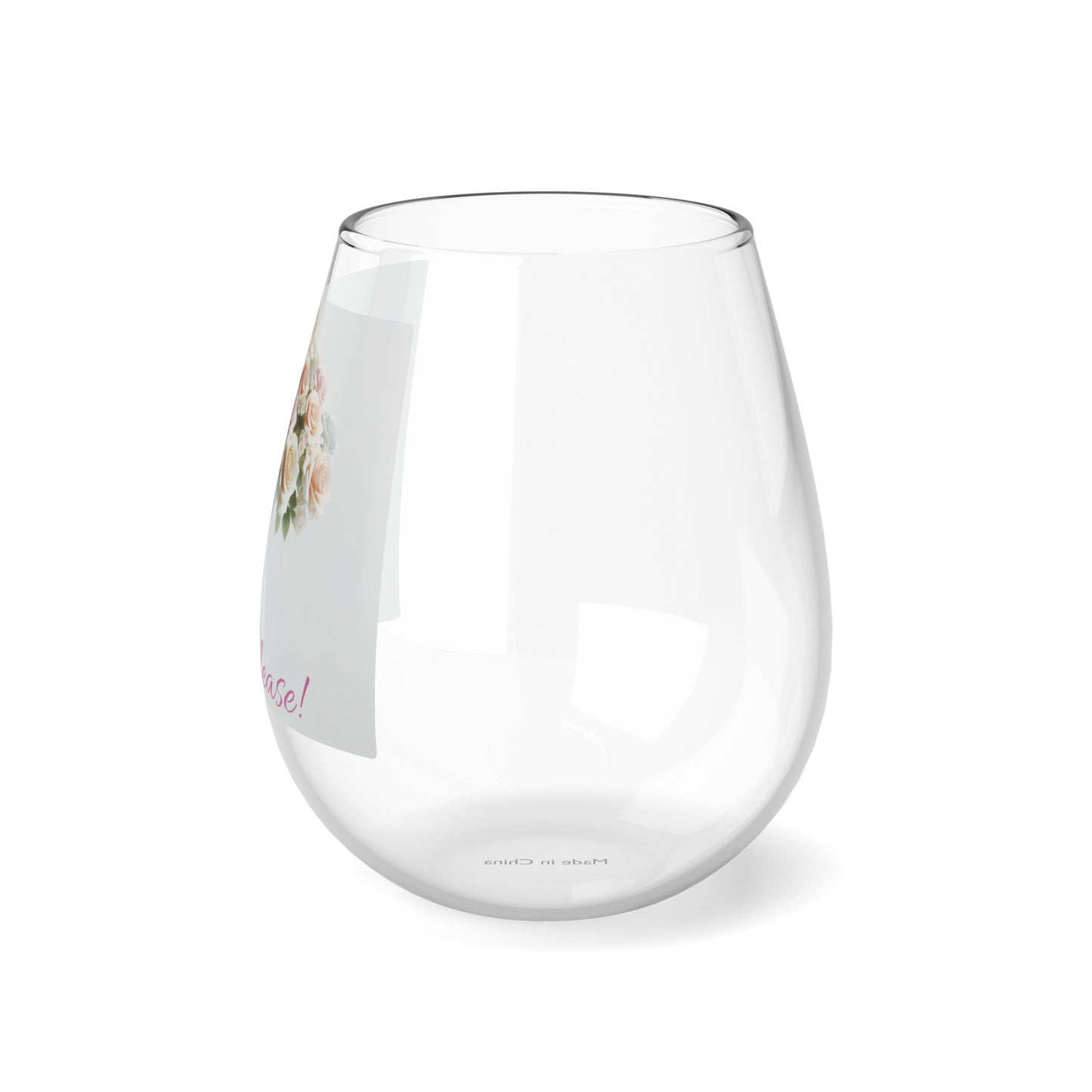 Floral Elegance Stemless Wine Glass, 11.75oz