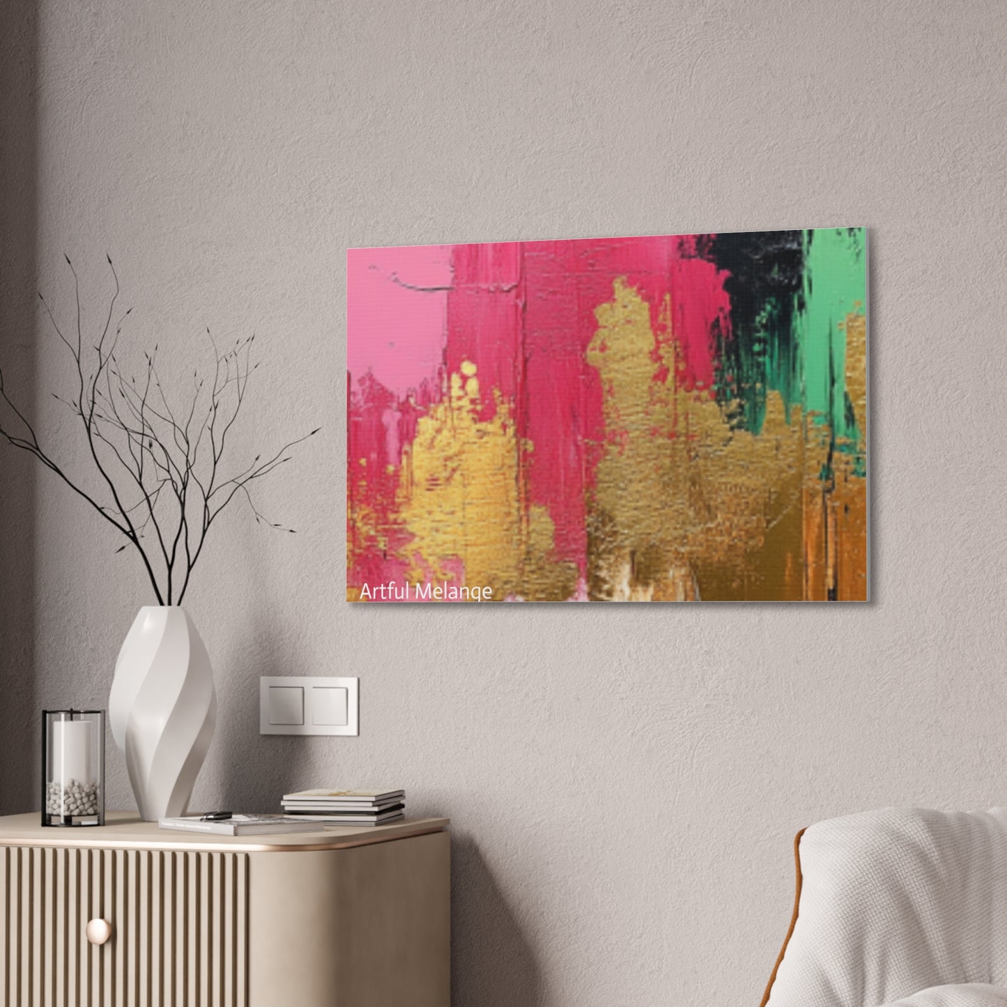 Acrylic Abstract Canvas Print - Homage to the Divine Nine/Pink Green Black and Gold 1