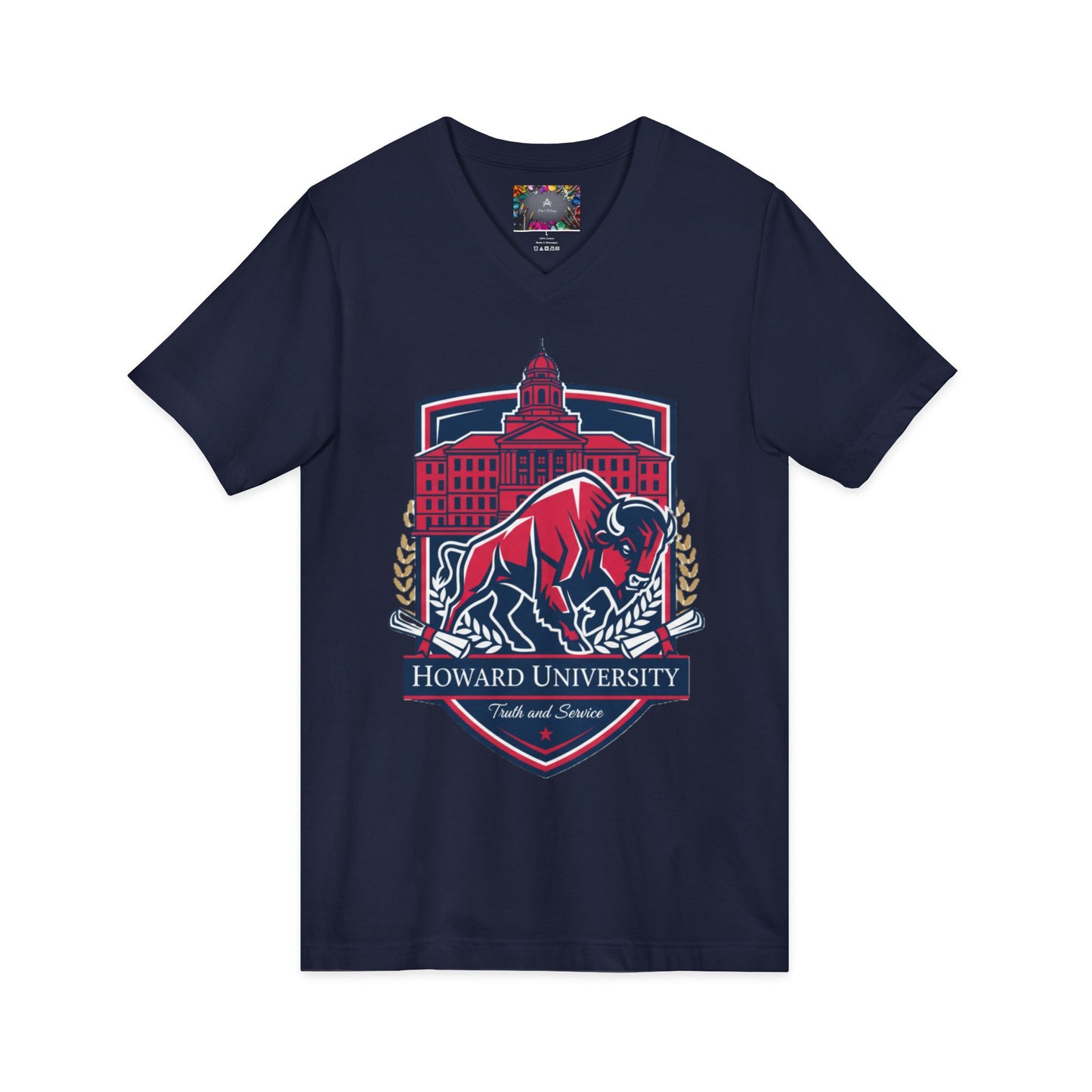 Howard University/ Truth and Service Unisex V-Neck T-Shirt 5