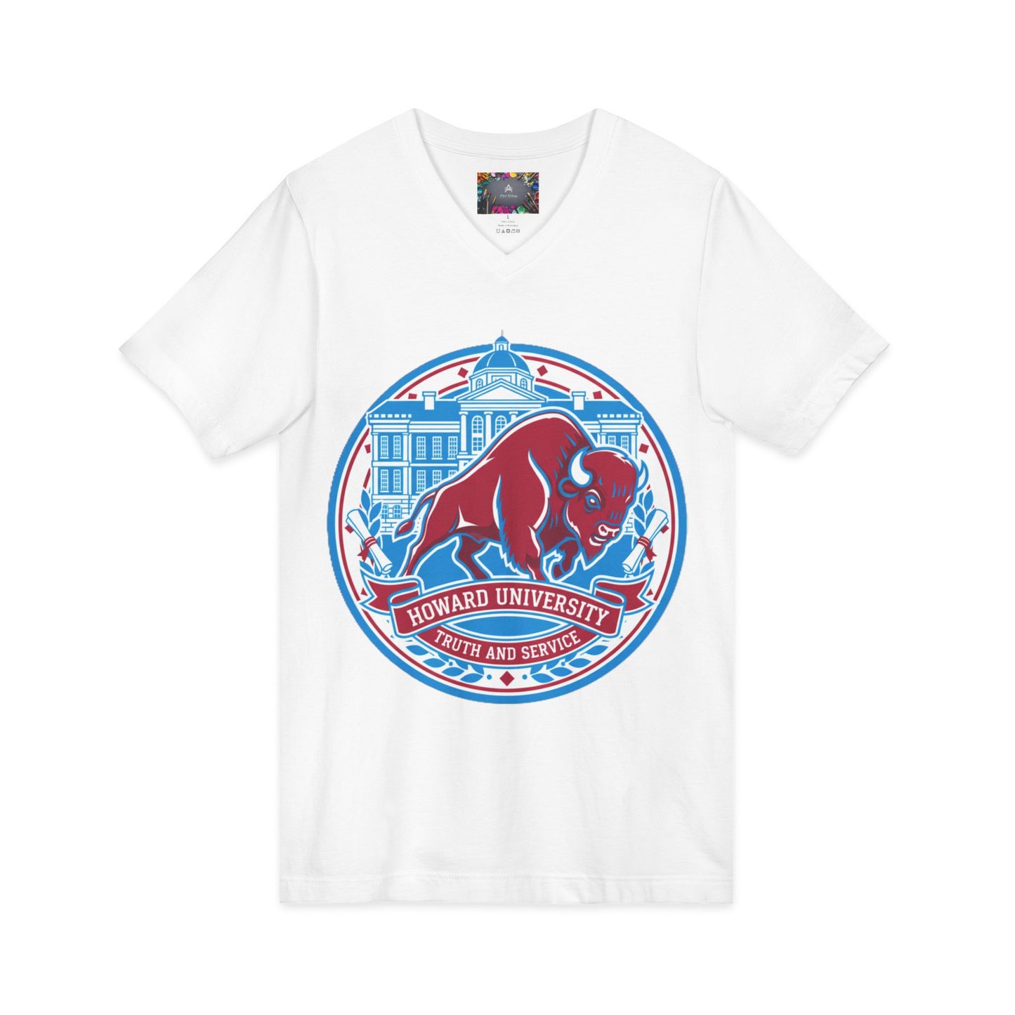 Howard University/ Truth and Service Unisex V-Neck T-Shirt 7