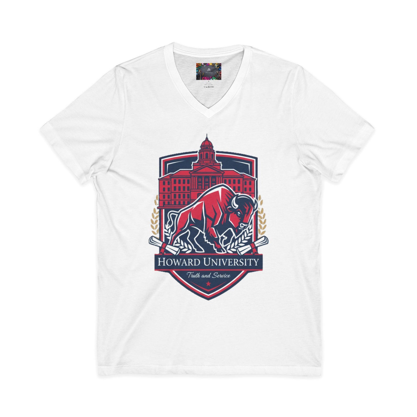 Howard University/ Truth and Service Unisex V-Neck T-Shirt 5