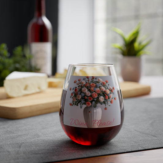 Floral Elegance Stemless Wine Glass, 11.75oz