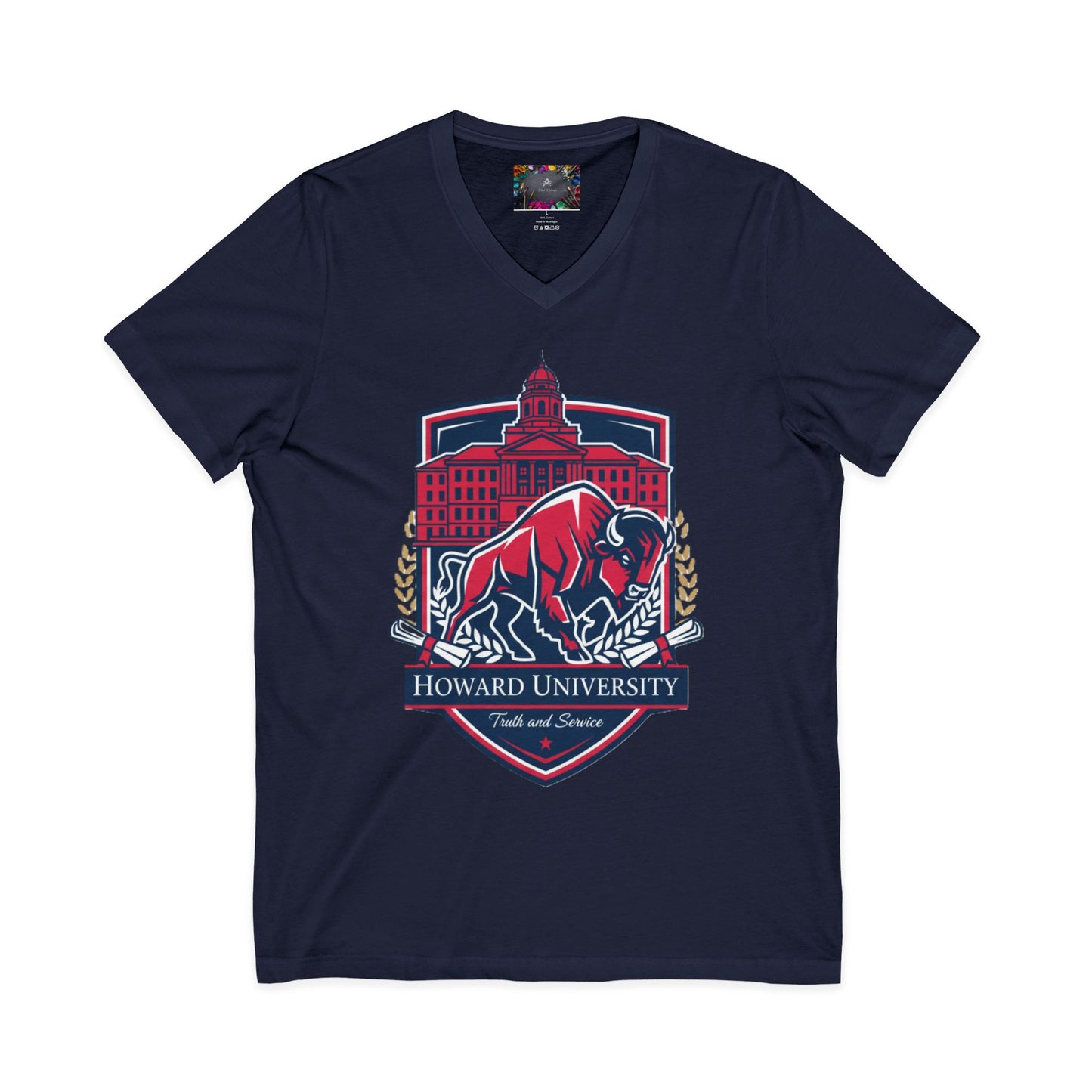 Howard University/ Truth and Service Unisex V-Neck T-Shirt 5