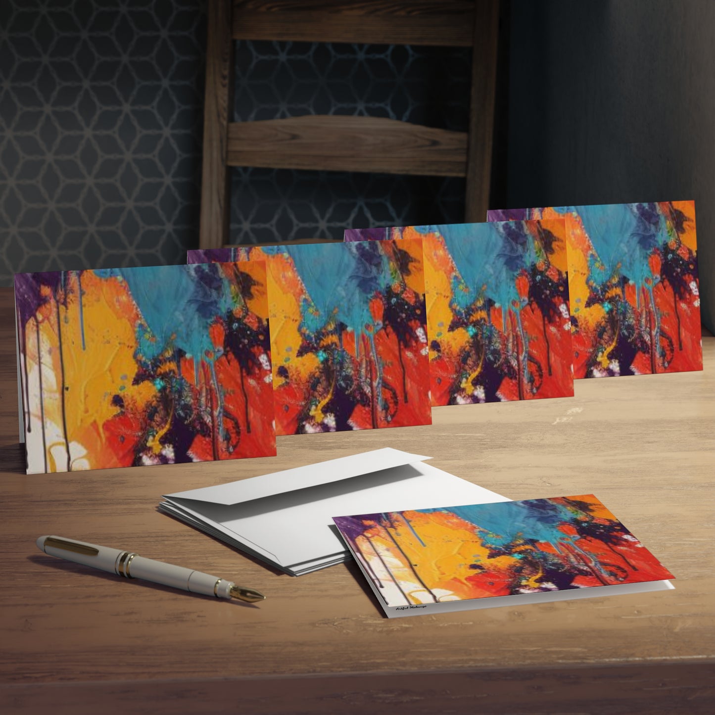 Elegance in Ink:  Abstract Art Note Card Set(5-Pack)