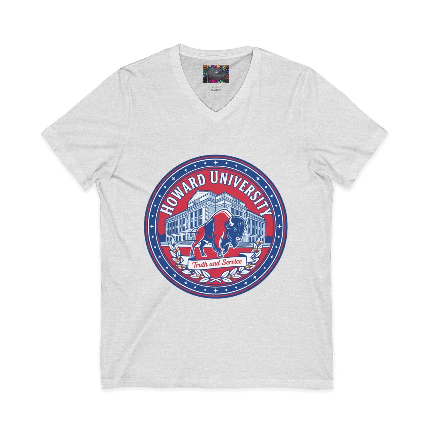 Howard University/ Truth and Service Unisex V-Neck T-Shirt 3