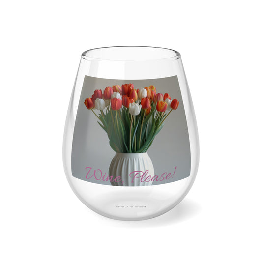 Floral Elegance Stemless Wine Glass, 11.75oz