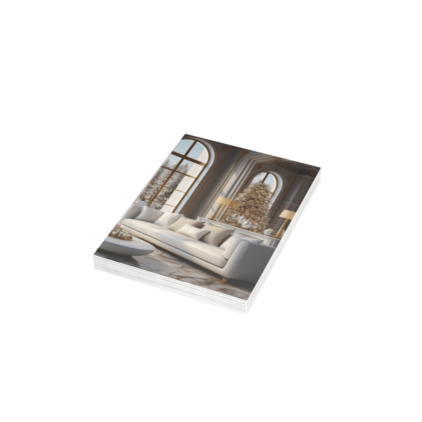 Elegance in Gold & White Christmas Notecards (1, 10, 30, and 50pcs)