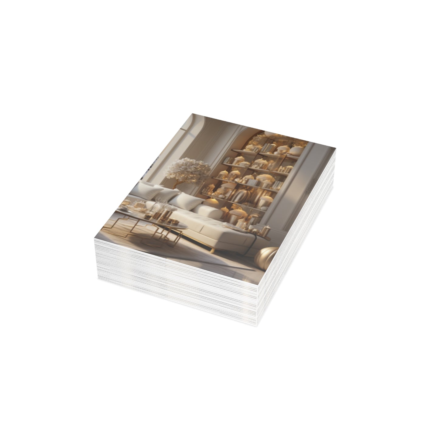 Elegance in Gold & White Christmas Notecards (1, 10, 30, and 50pcs)