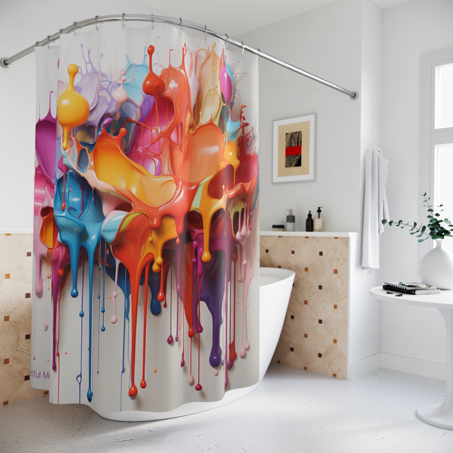 Canvas Cascade: Abstract Acrylic Art Shower Curtain Collection 263