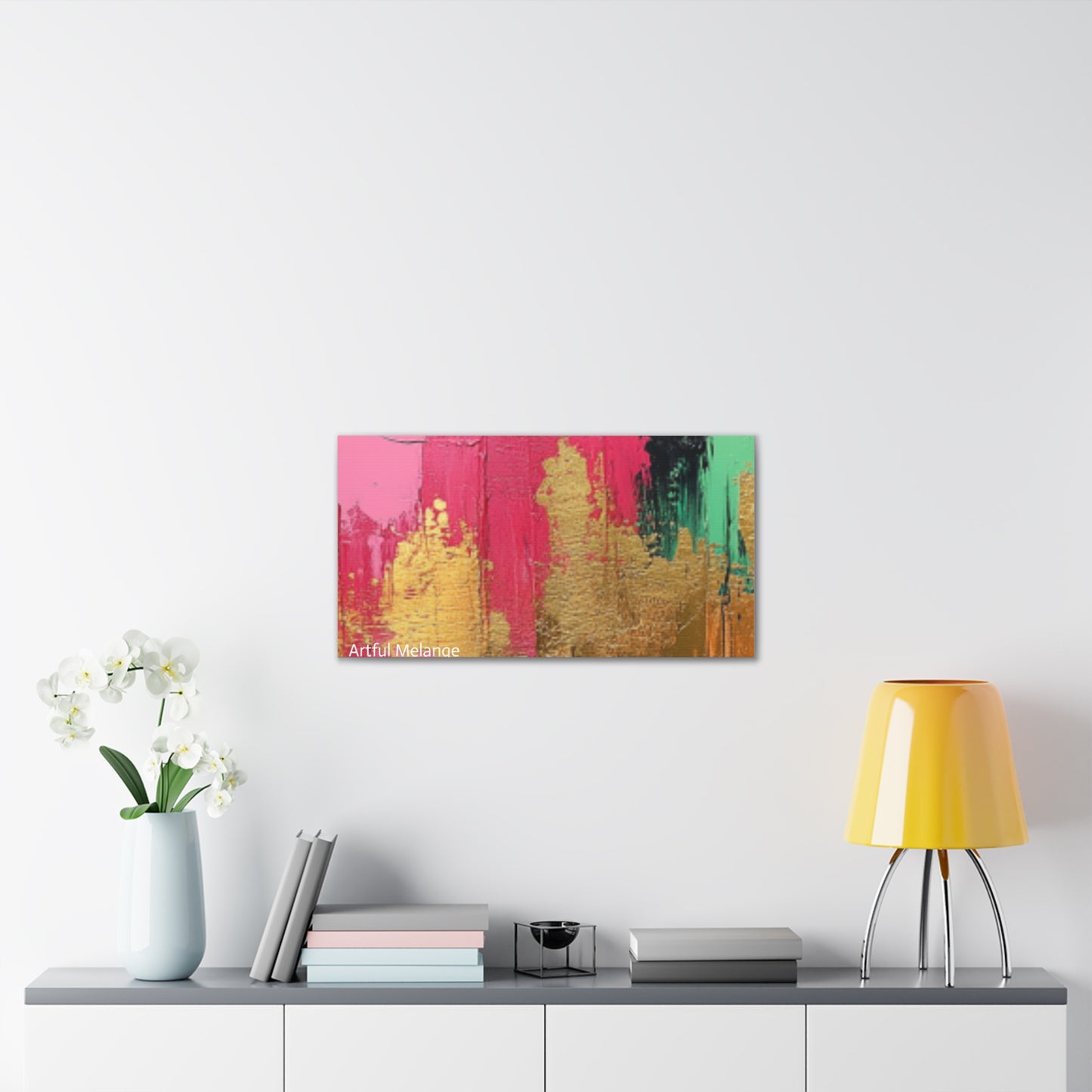 Acrylic Abstract Canvas Print - Homage to the Divine Nine/Pink Green Black and Gold 1