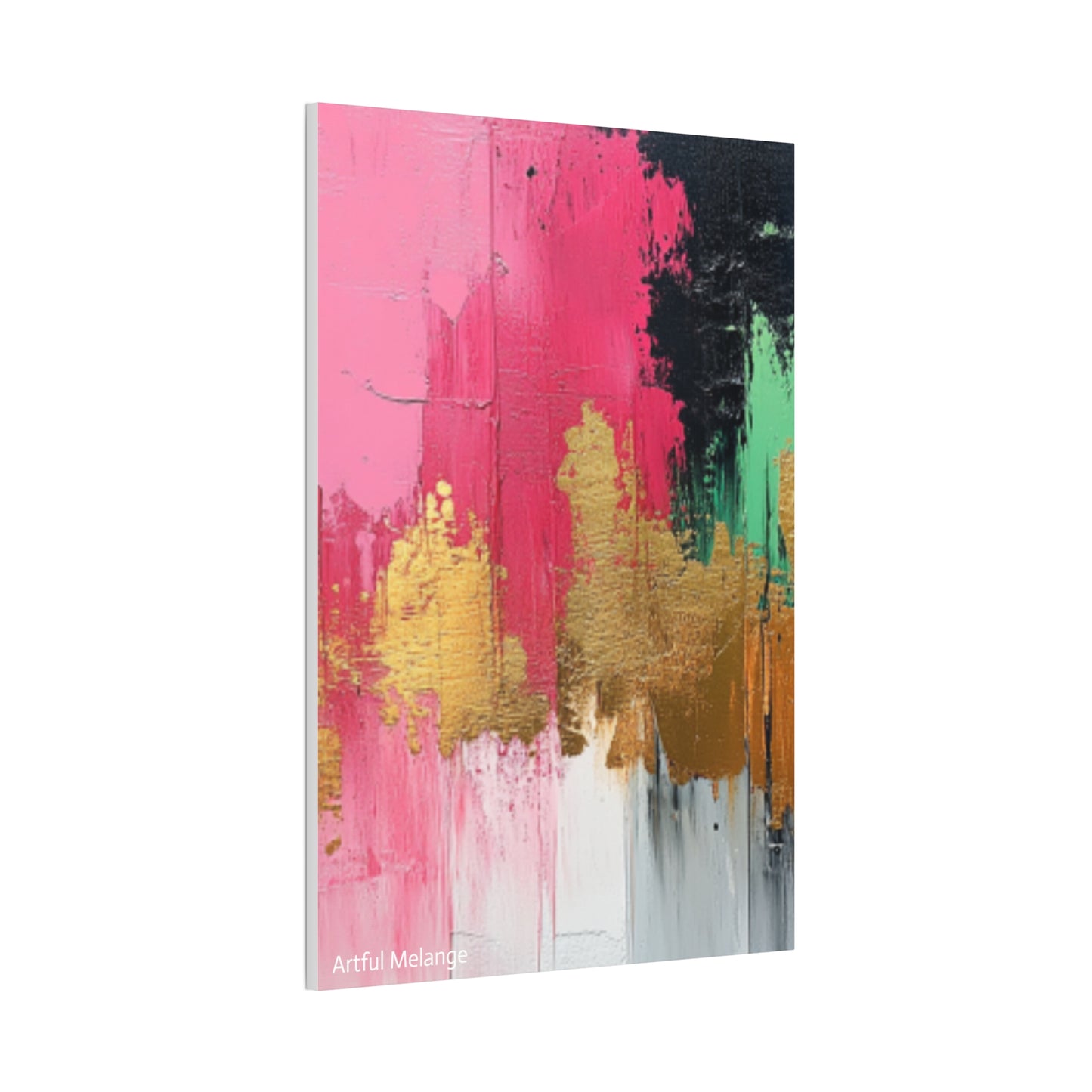 Acrylic Abstract Canvas Print - Homage to the Divine Nine/Pink Green Black and Gold 1