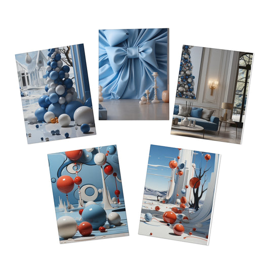Euphoric Elegance: Vibrant Holiday Greeting Card Set (5-Pack)