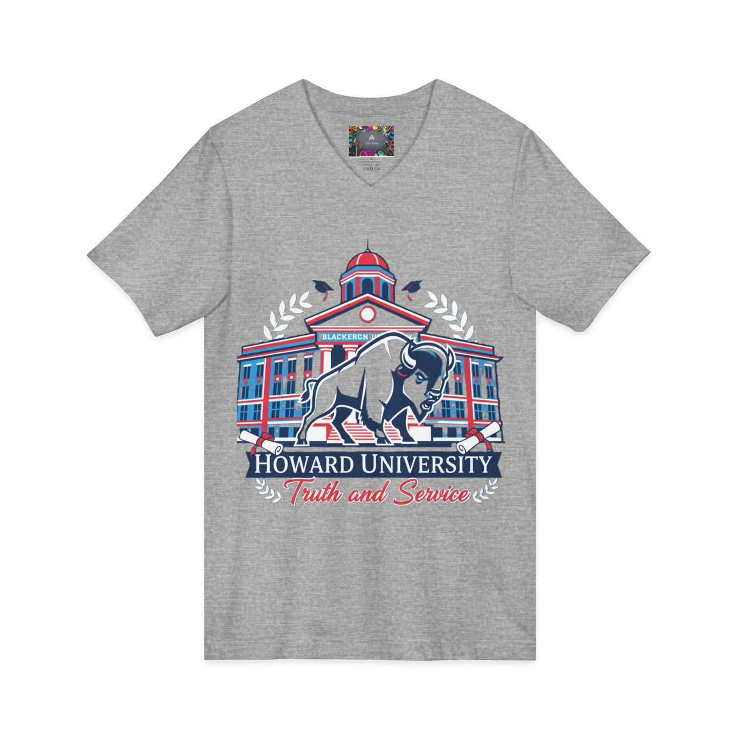 Howard University/ Truth and Service Unisex V-Neck T-Shirt 8