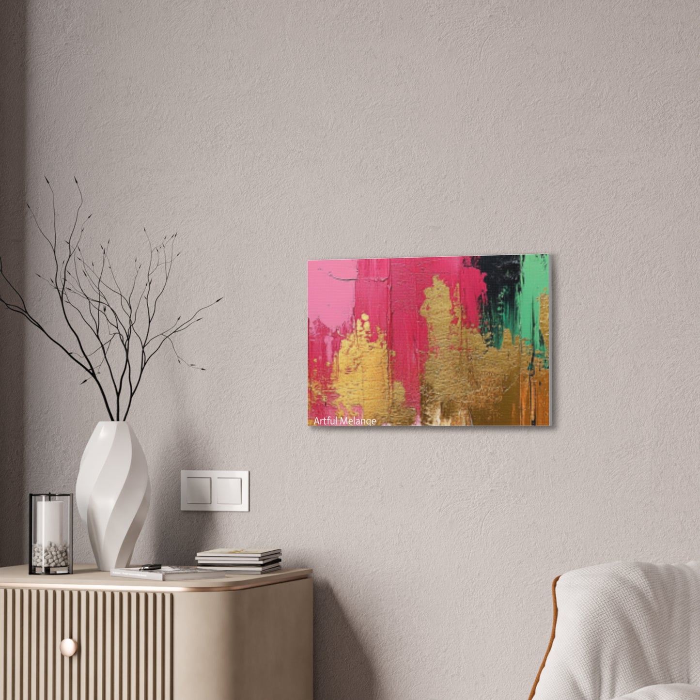 Acrylic Abstract Canvas Print - Homage to the Divine Nine/Pink Green Black and Gold 1