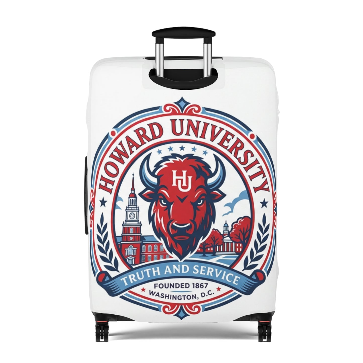 Howard University Bison Mascot Luggage Cover  2— College Travel Gear