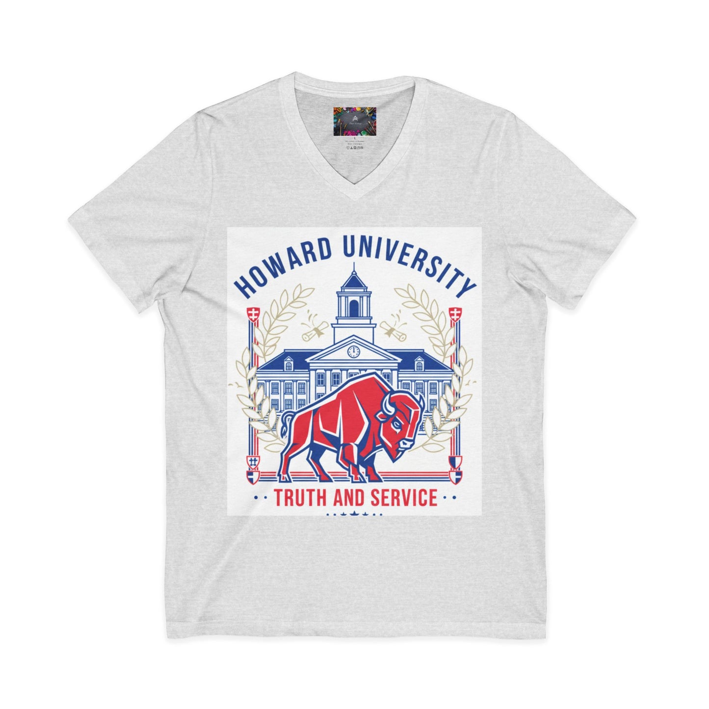 Howard University/ Truth and Service Unisex V-Neck T-Shirt 4