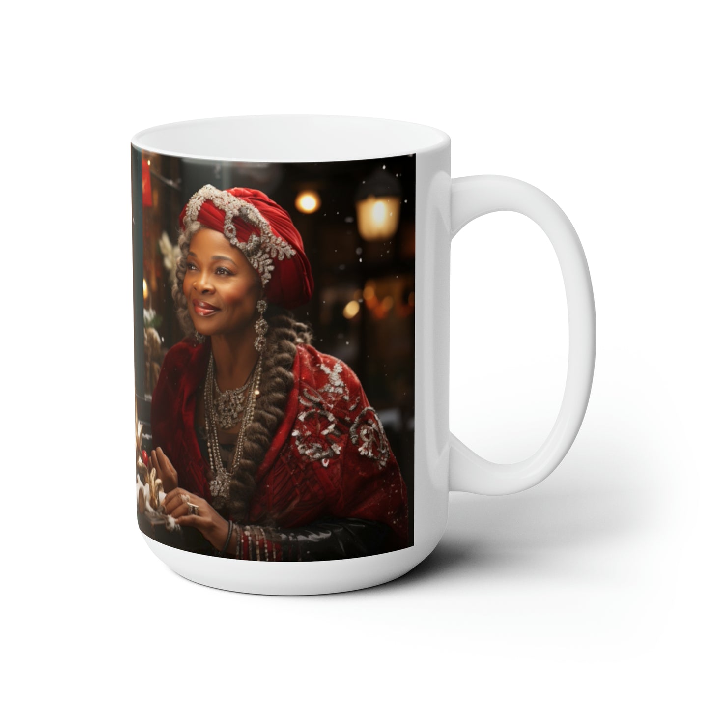 Queen Claus   White Ceramic Holiday Mug 15oz