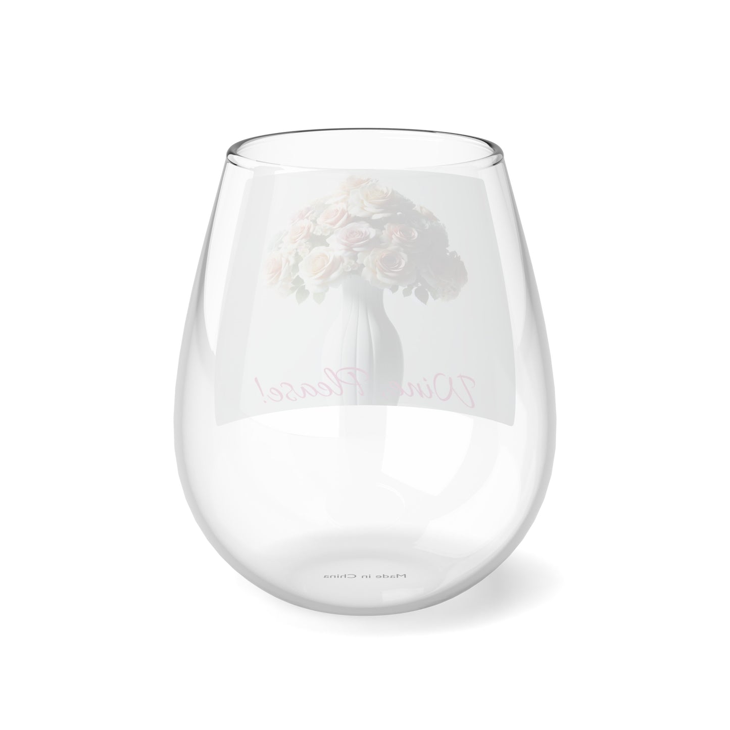 Floral Elegance Stemless Wine Glass, 11.75oz