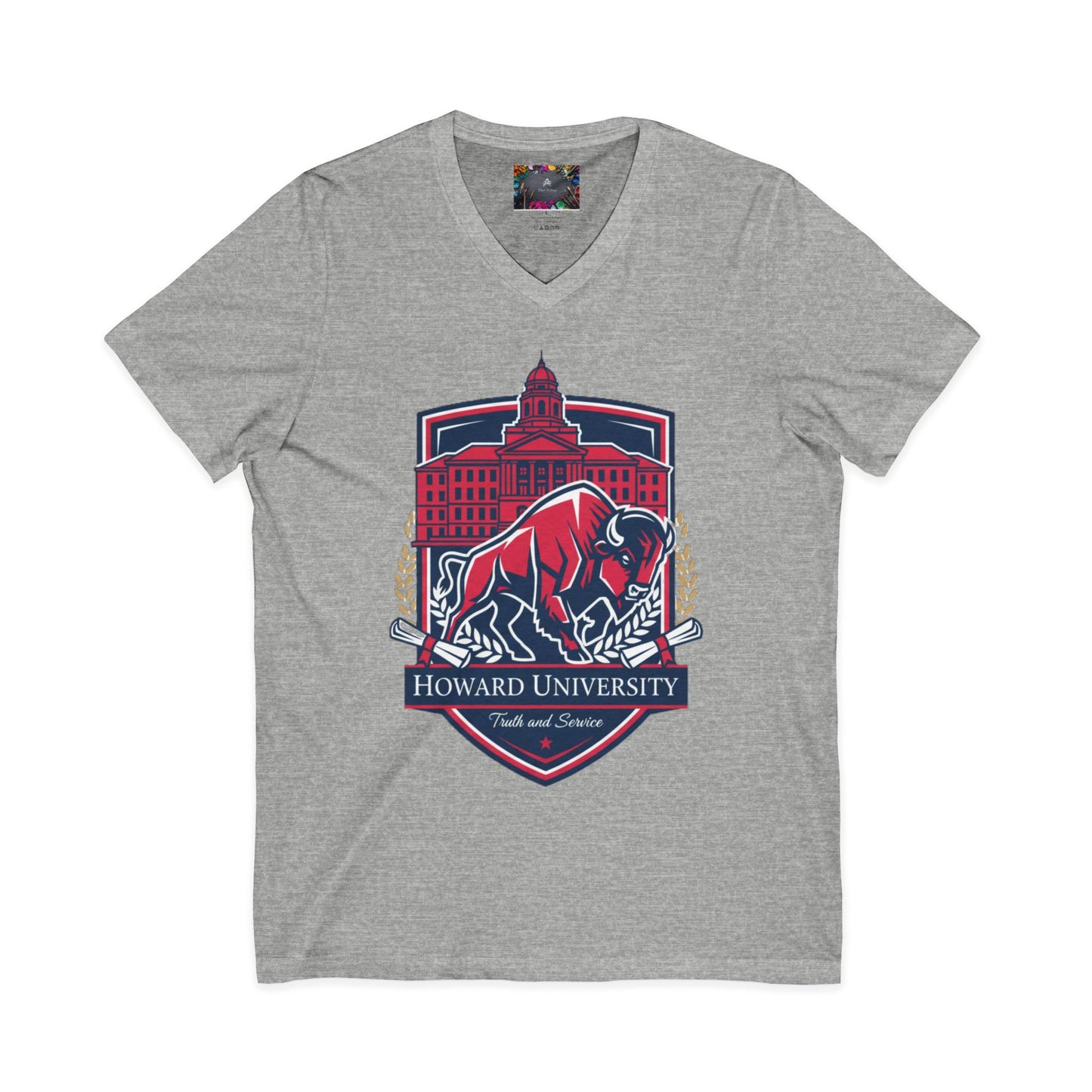 Howard University/ Truth and Service Unisex V-Neck T-Shirt 5