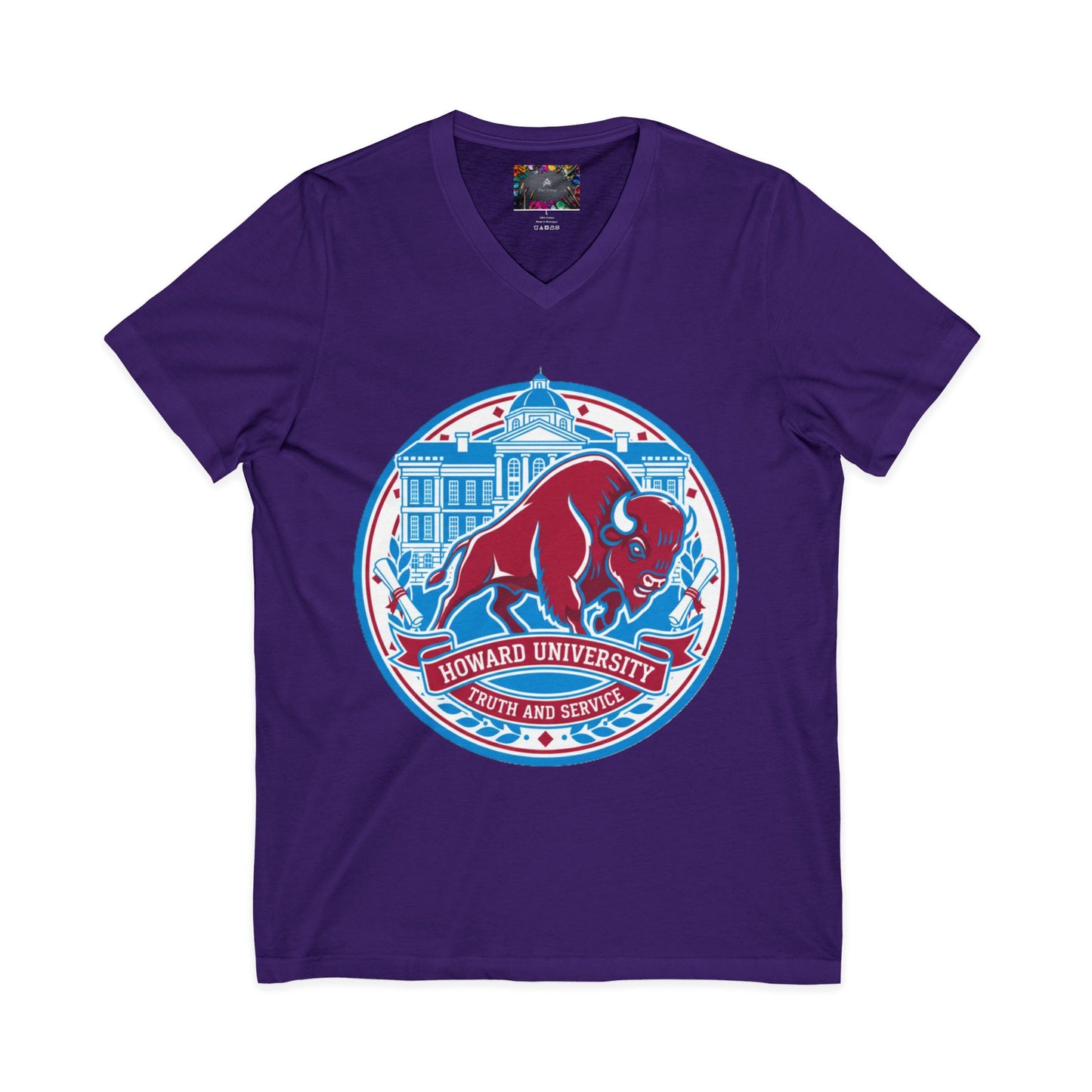 Howard University/ Truth and Service Unisex V-Neck T-Shirt 7