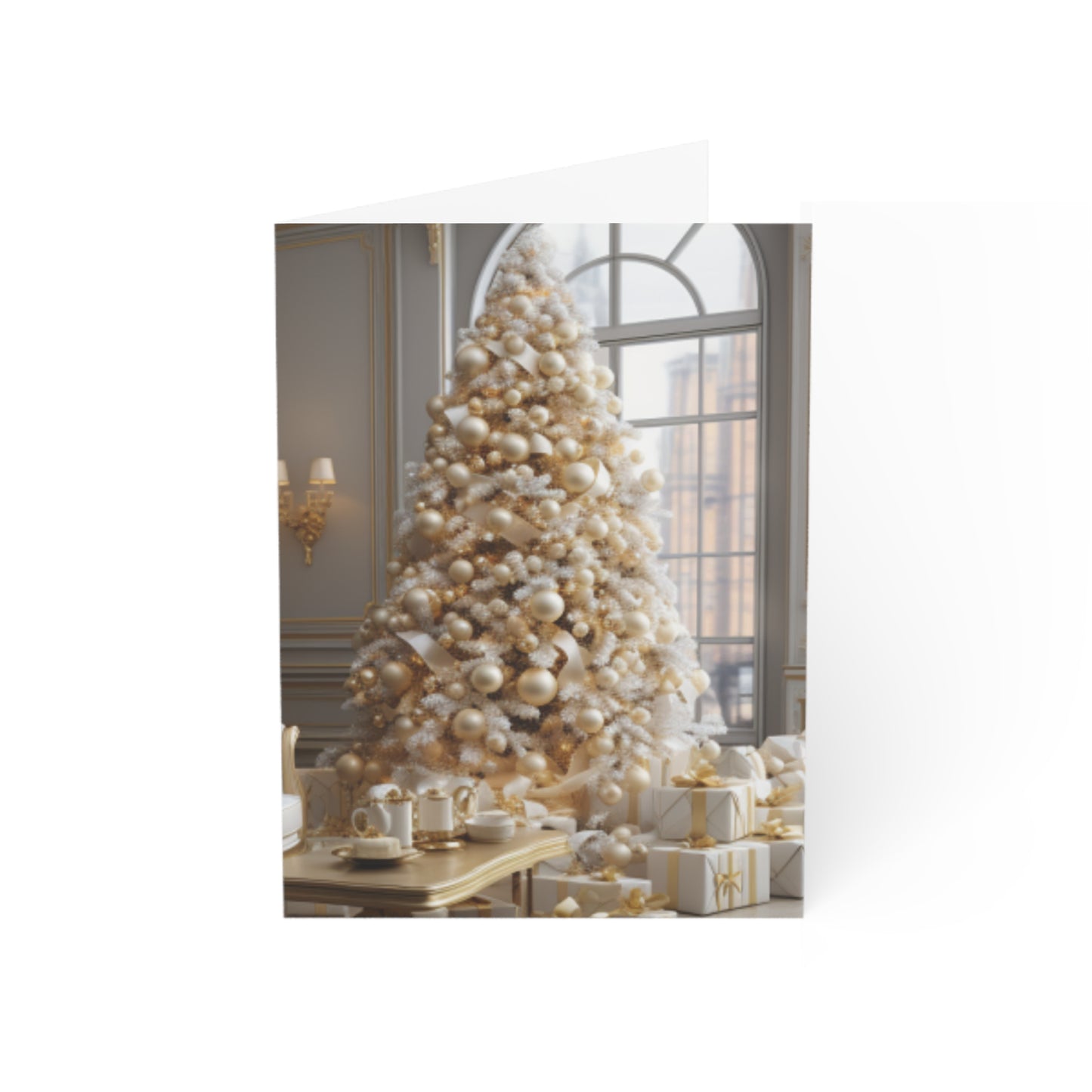 Elegance in Gold & White Christmas Notecards (1, 10, 30, and 50pcs)