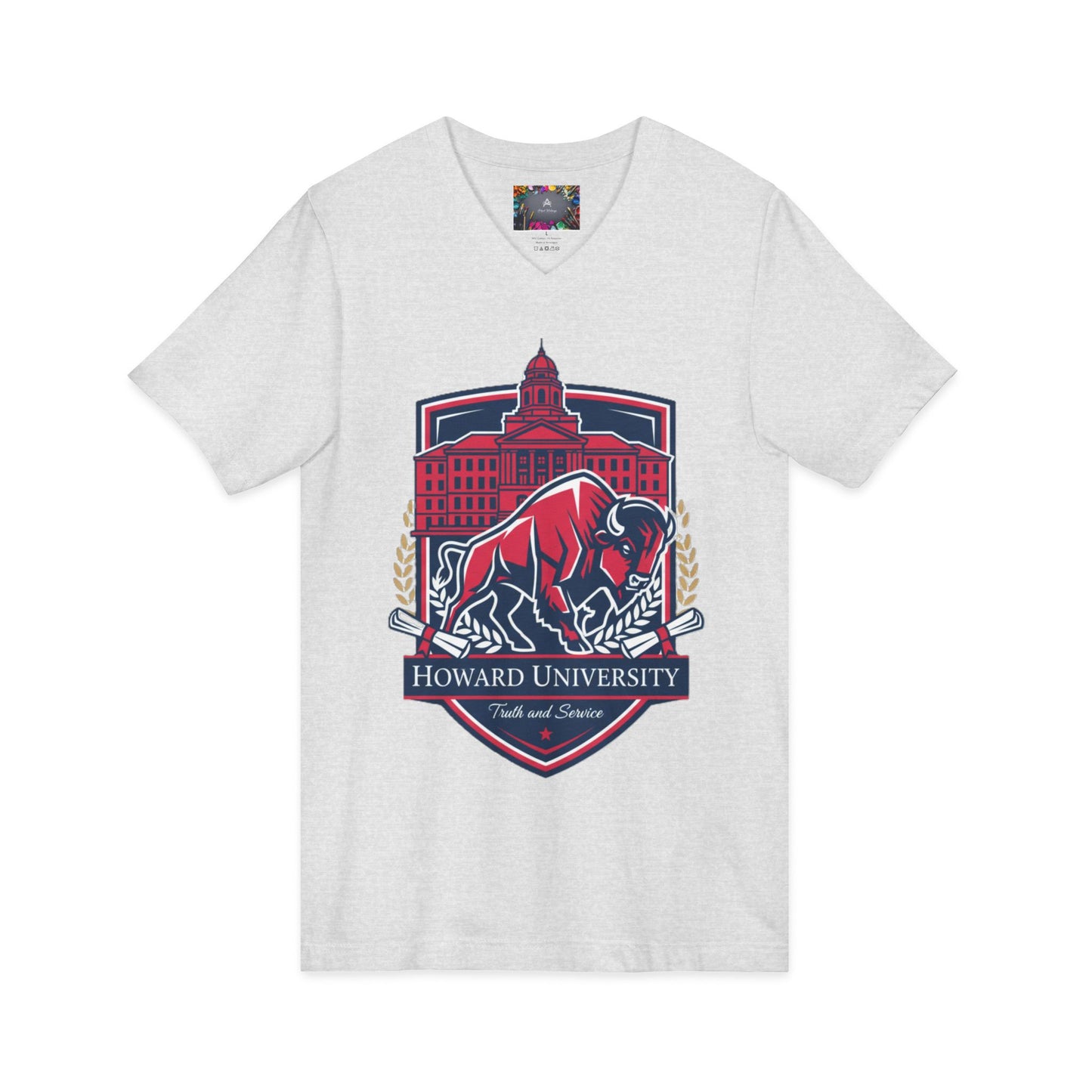 Howard University/ Truth and Service Unisex V-Neck T-Shirt 5