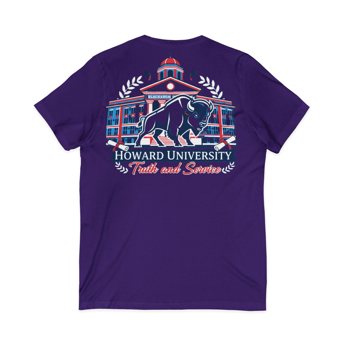 Howard University/ Truth and Service Unisex V-Neck T-Shirt 8