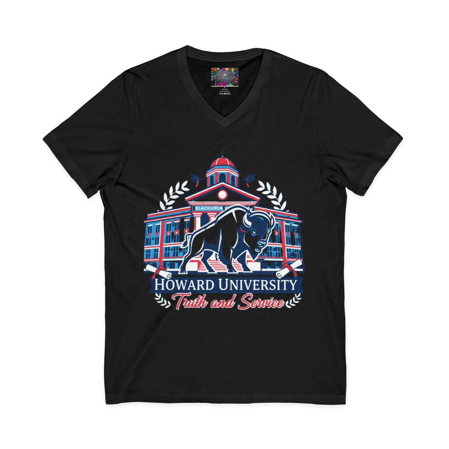 Howard University/ Truth and Service Unisex V-Neck T-Shirt 8
