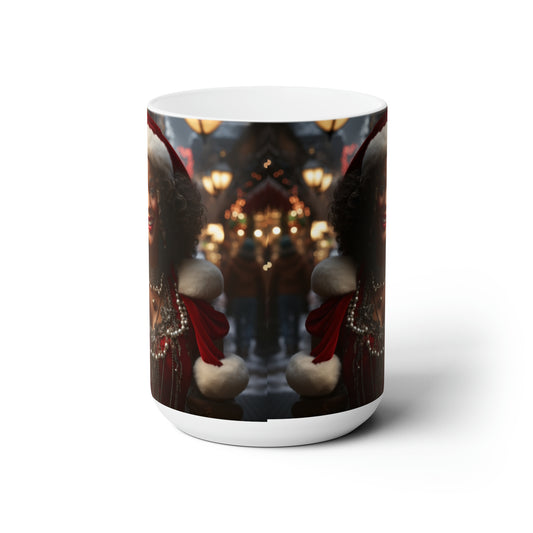 Queen Claus   White Ceramic Holiday Mug 15oz