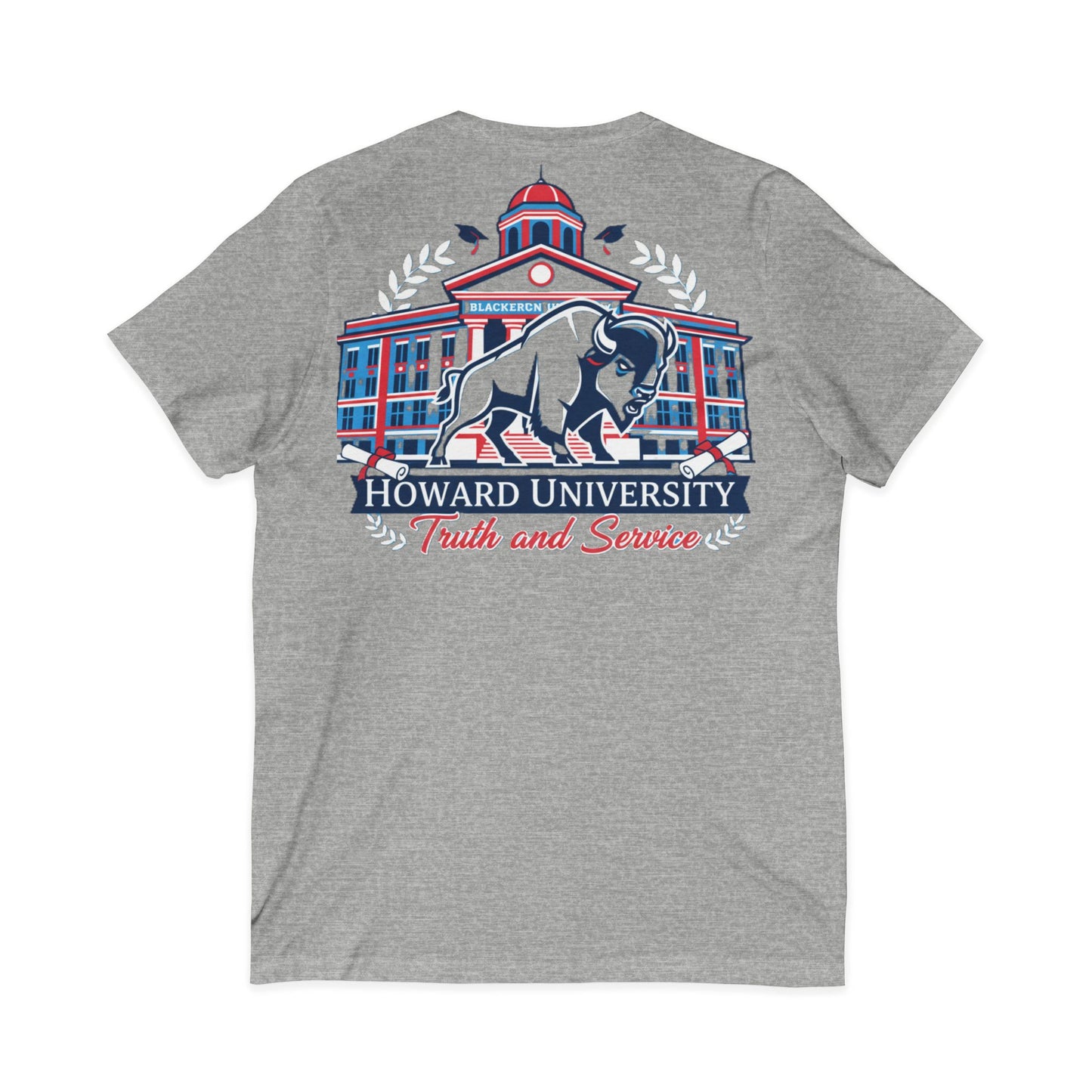 Howard University/ Truth and Service Unisex V-Neck T-Shirt 8