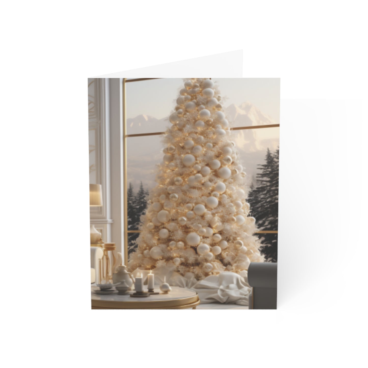 Elegance in Gold & White Christmas Notecards (1, 10, 30, and 50pcs)