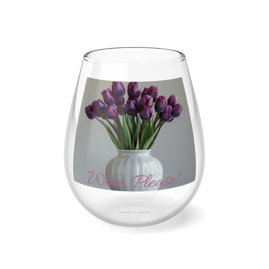 Floral Elegance Stemless Wine Glass, 11.75oz