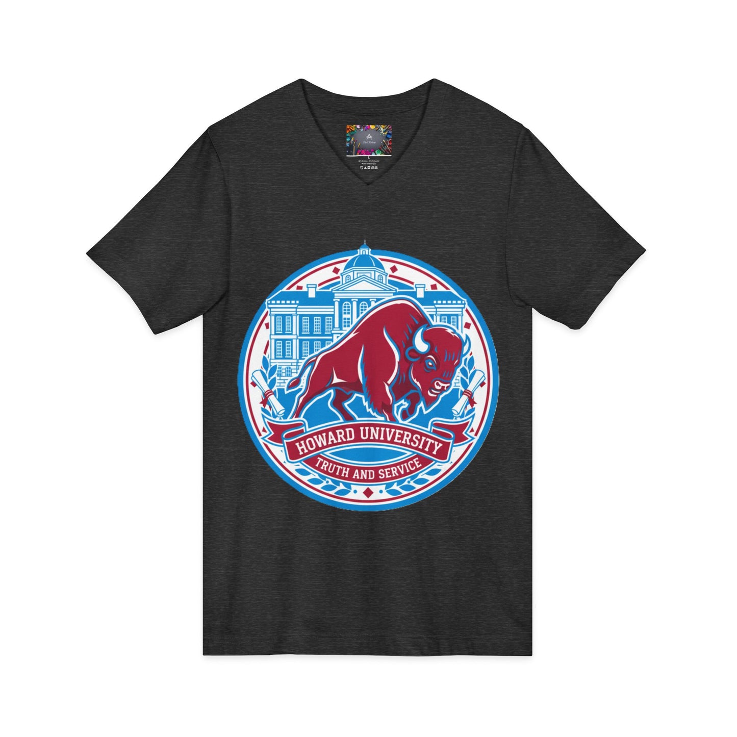 Howard University/ Truth and Service Unisex V-Neck T-Shirt 7