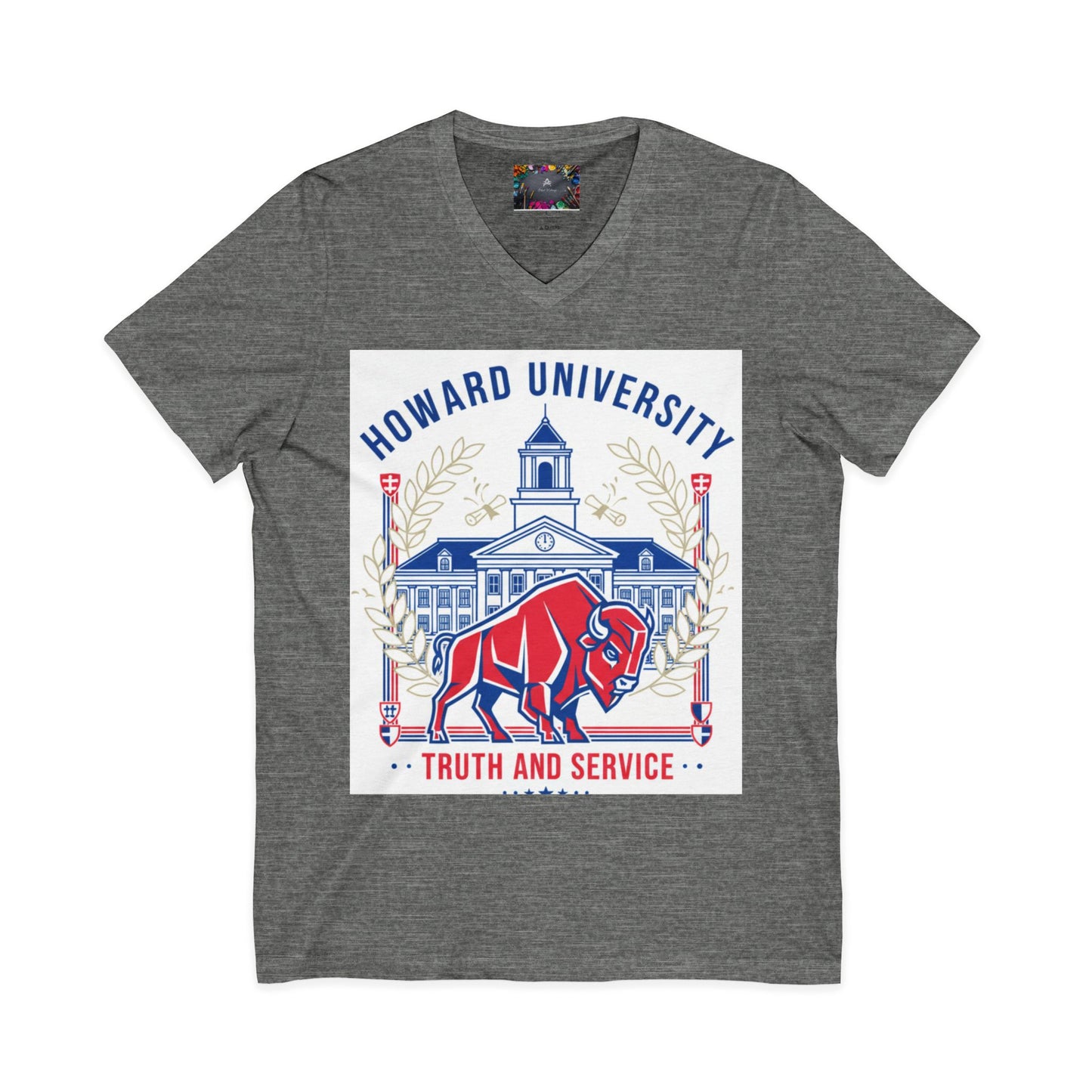 Howard University/ Truth and Service Unisex V-Neck T-Shirt 4