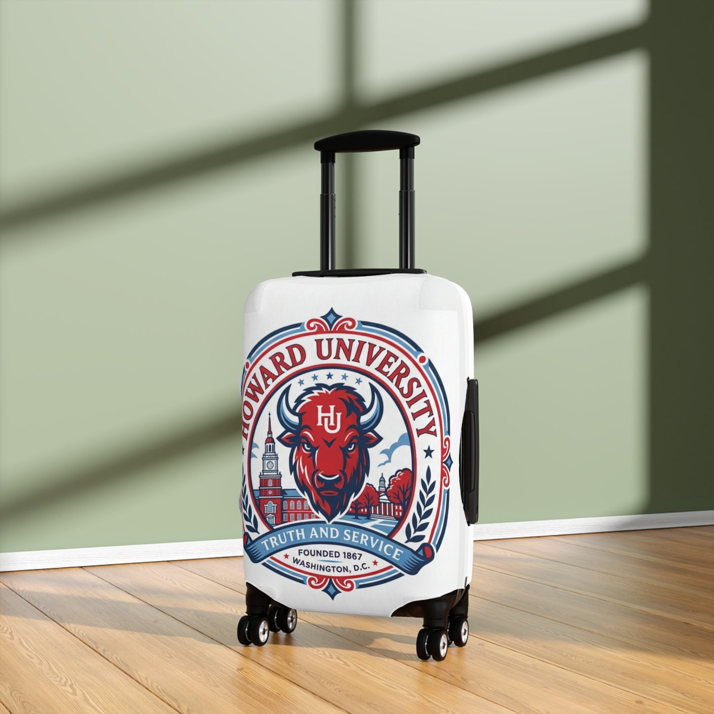 Howard University Bison Mascot Luggage Cover  2— College Travel Gear