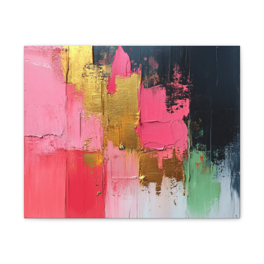 Acrylic Abstract Canvas Print - Homage to the Divine Nine/Pink Green Black and Gold 3