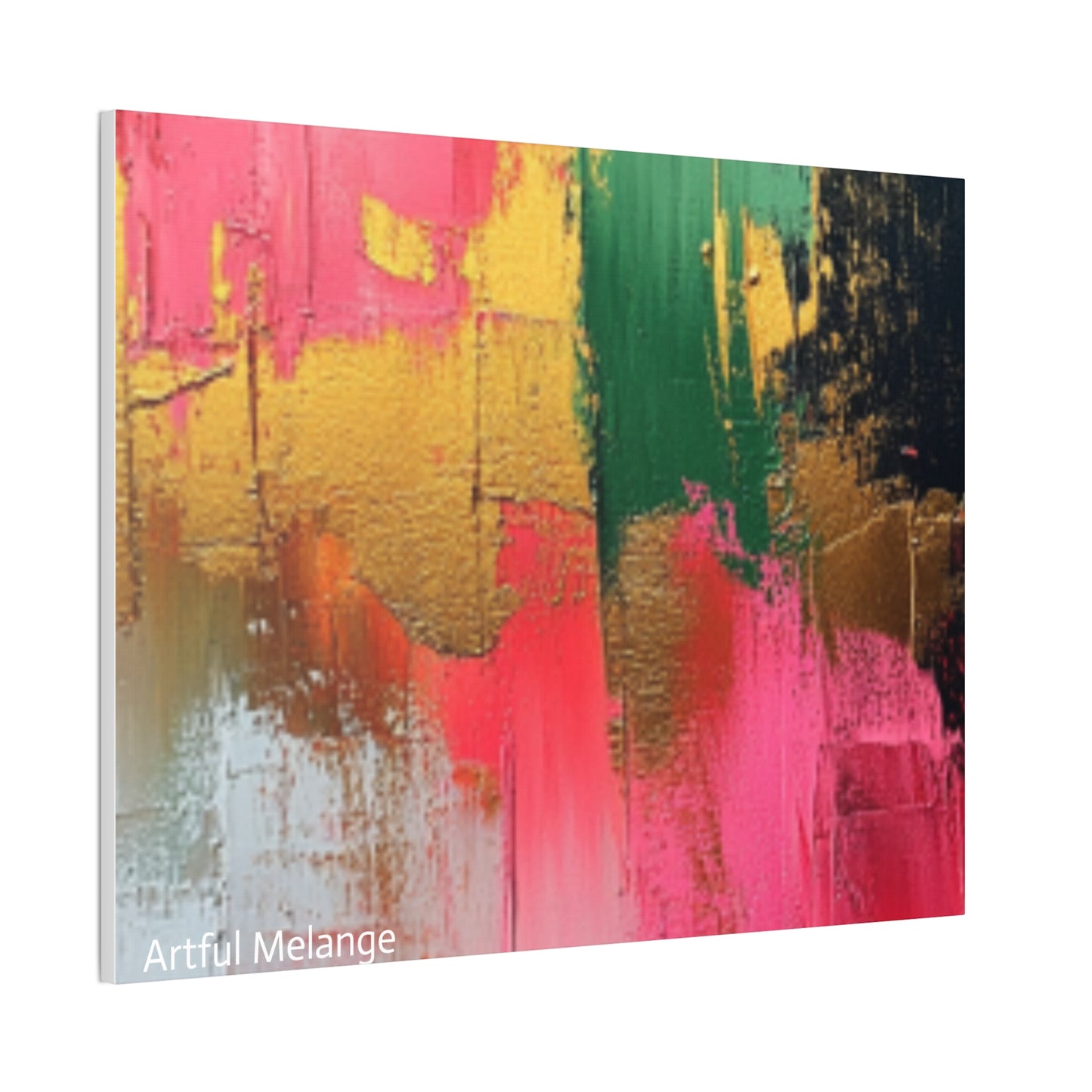 Acrylic Abstract Canvas Print - Homage to the Divine Nine/Pink Green Black and Gold 2