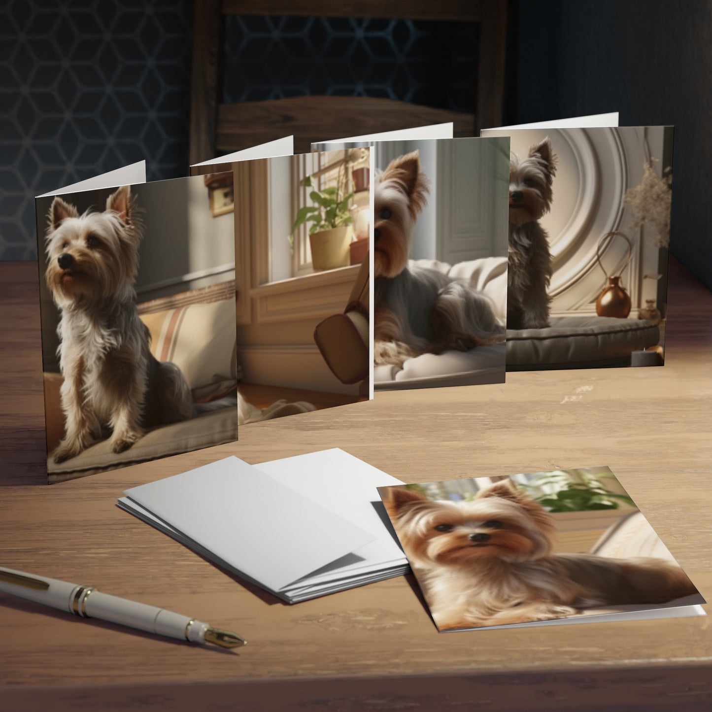 Paws of Authority:  Yorkshire Terrier Notecards, Embodying Their Self-Assured Presence(5-Pack)