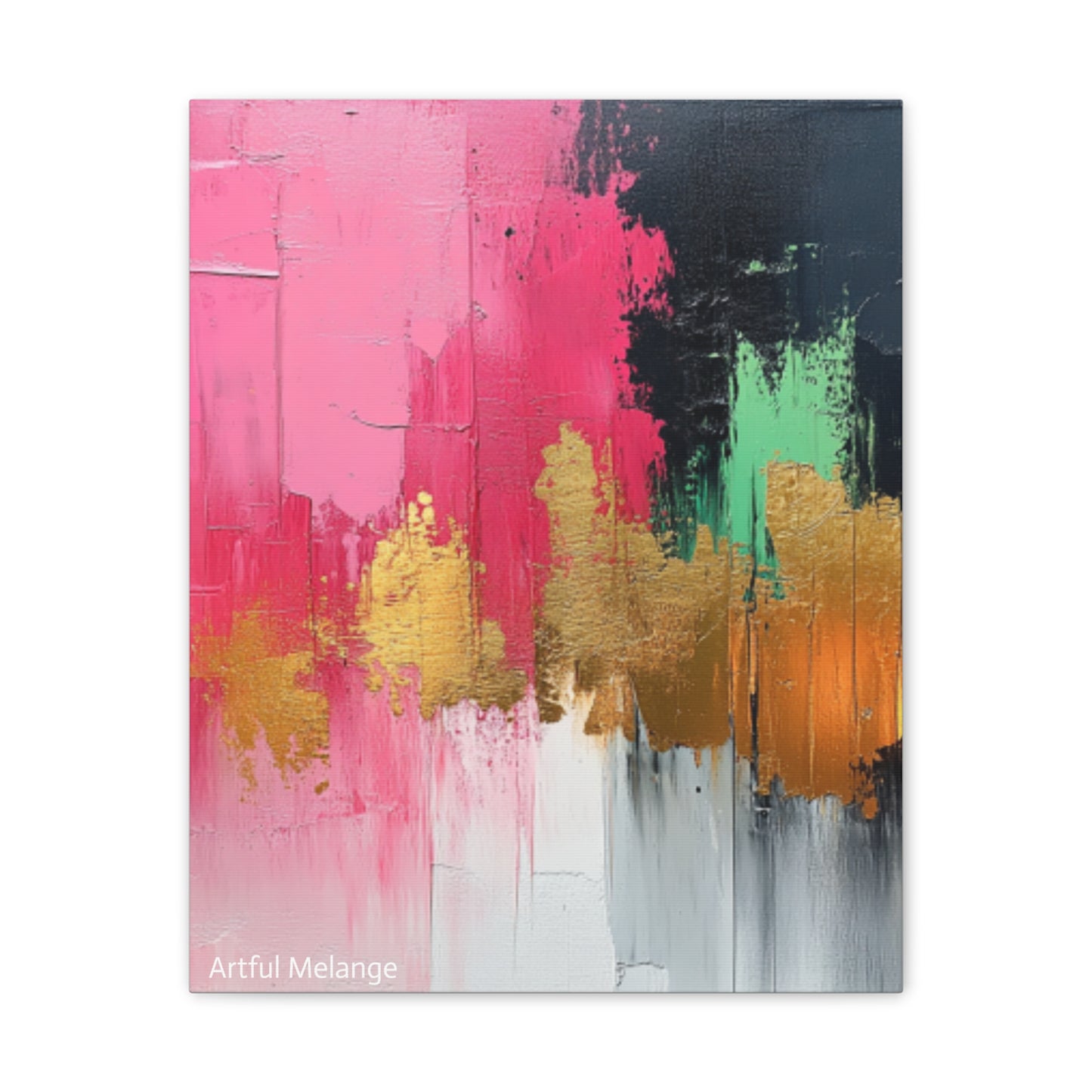 Acrylic Abstract Canvas Print - Homage to the Divine Nine/Pink Green Black and Gold 1